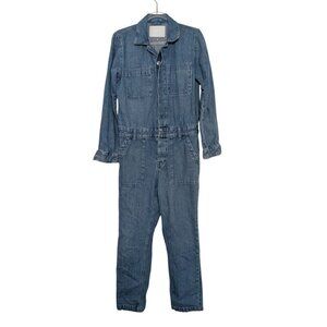 Everlane The Denim Coverall Womens Size Small Blue Long Sleeve Jean Jumpsuit